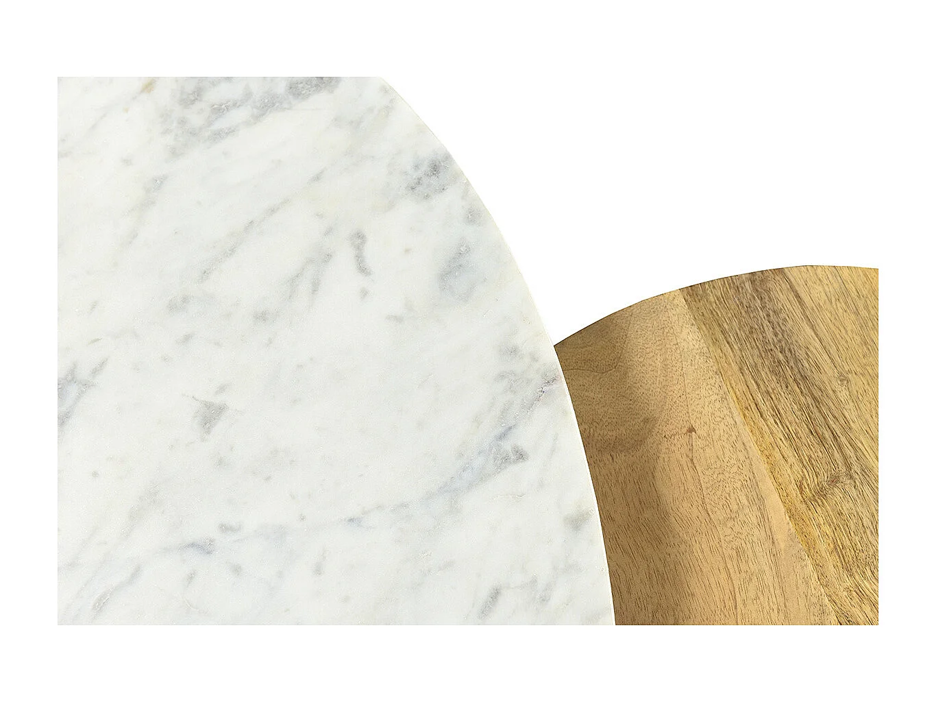 Beistelltischchen EVY aus weißem Marmor und Mangoholz (2 Stück)
