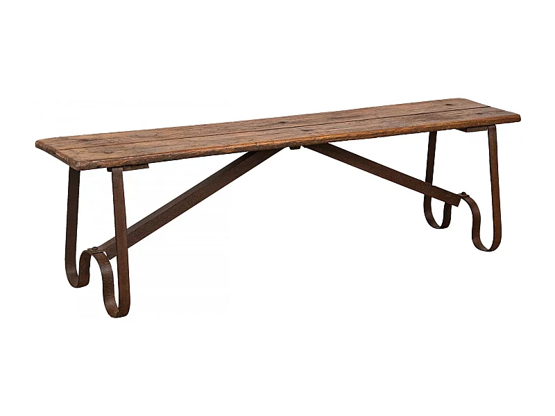 Banc BISCOTTINI - Fabriqué en bois et fer - Parfait pour banc de bureau vintage - Banc de jardin - Banc de cuisine  153x40x46cm