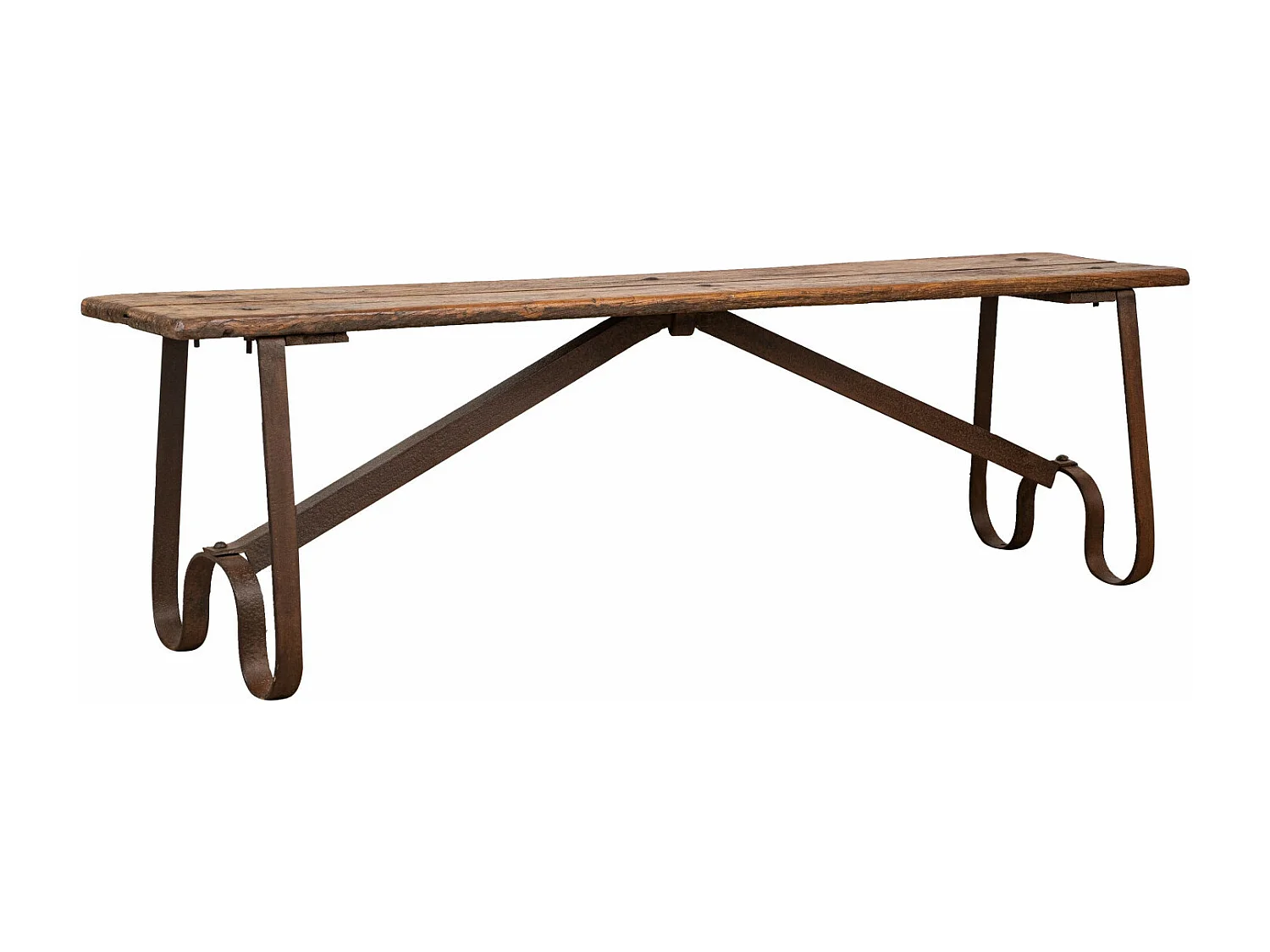 Banc BISCOTTINI - Fabriqué en bois et fer - Parfait pour banc de bureau vintage - Banc de jardin - Banc de cuisine  153x40x46cm