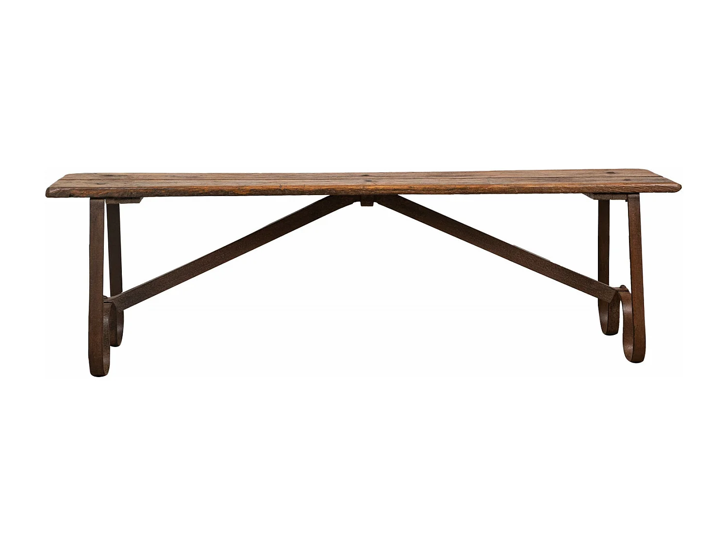 Banc BISCOTTINI - Fabriqué en bois et fer - Parfait pour banc de bureau vintage - Banc de jardin - Banc de cuisine  153x40x46cm