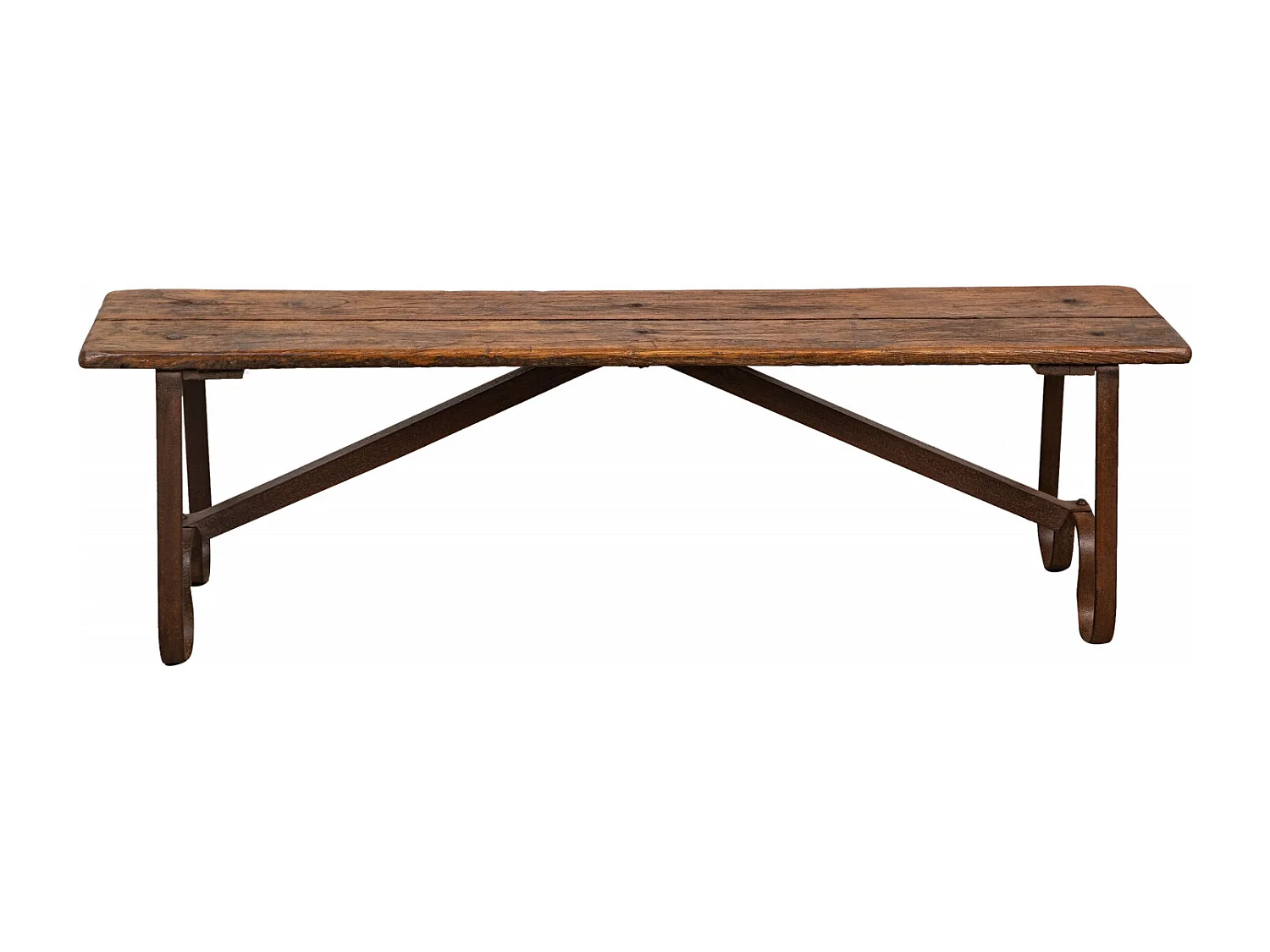 Banc BISCOTTINI - Fabriqué en bois et fer - Parfait pour banc de bureau vintage - Banc de jardin - Banc de cuisine  153x40x46cm