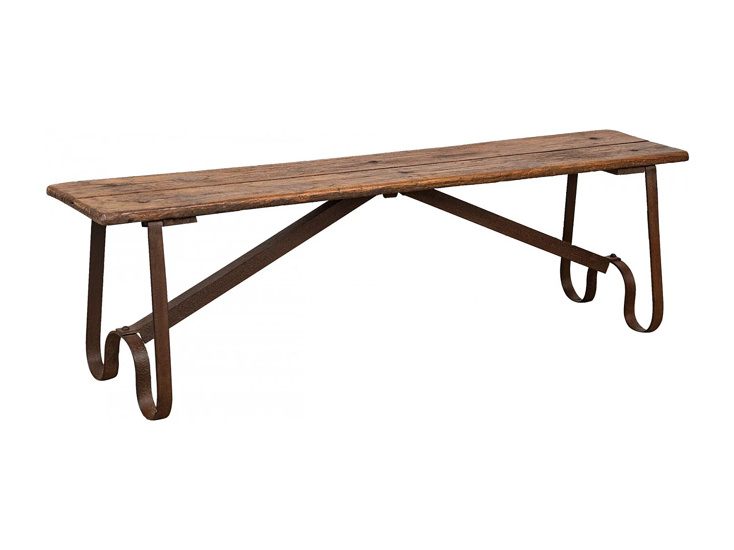 Banc BISCOTTINI - Fabriqué en bois et fer - Parfait pour banc de bureau vintage - Banc de jardin - Banc de cuisine  153x40x46cm