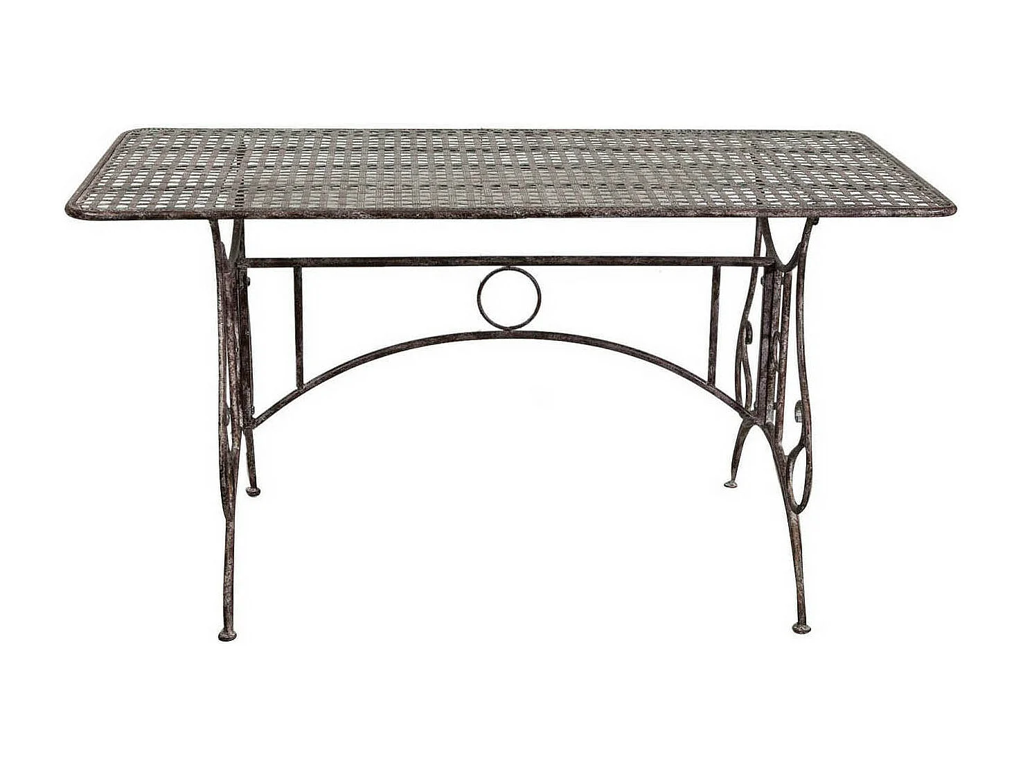 BISCOTTINI - Table de jardin - Fer forgé finition naturelle - Table basse - Table vintage - Table d'extérieur - Table de jardin 150x80x77 cm