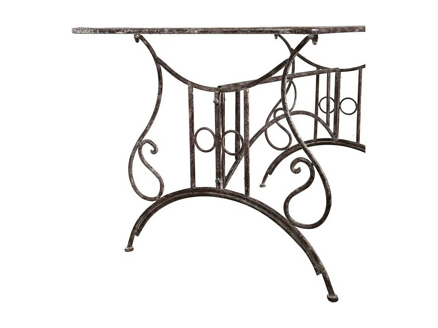 BISCOTTINI - Table de jardin - Fer forgé finition naturelle - Table basse - Table vintage - Table d'extérieur - Table de jardin 150x80x77 cm