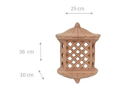Lanterne en terre cuite BISCOTTINI - Parfait comme porte-bougie - Jardin - Design extérieur - Mobilier - Décoratif - Applique murale design - 25x10x36cm