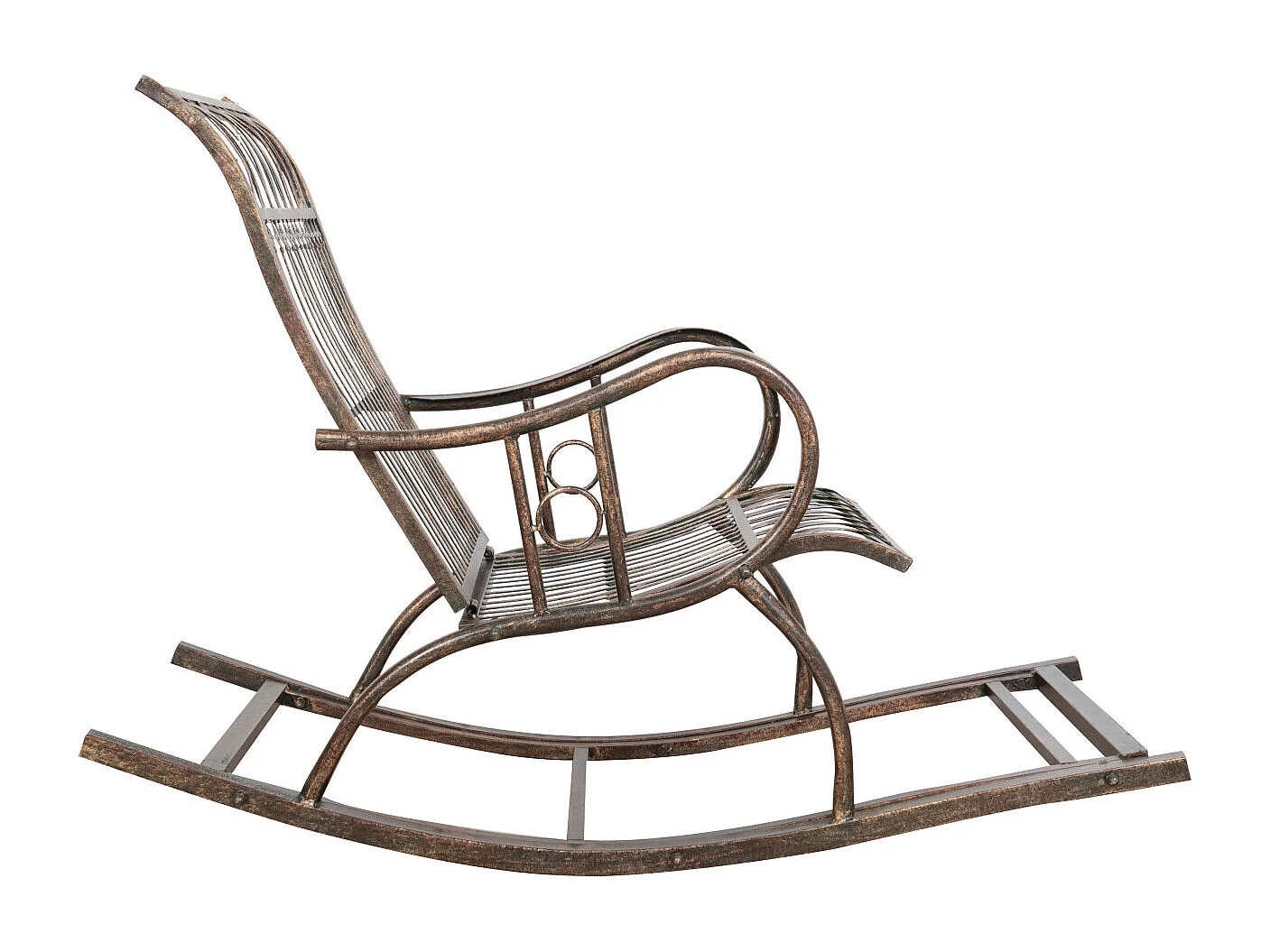 BISCOTTINI Chaise à Bascule - Fer Forgé Finition Naturelle - Chaise de Jardin - Aire de Jeux - Mobilier de Jardin - Chaise d'Extérieur- 127x64x90 cm