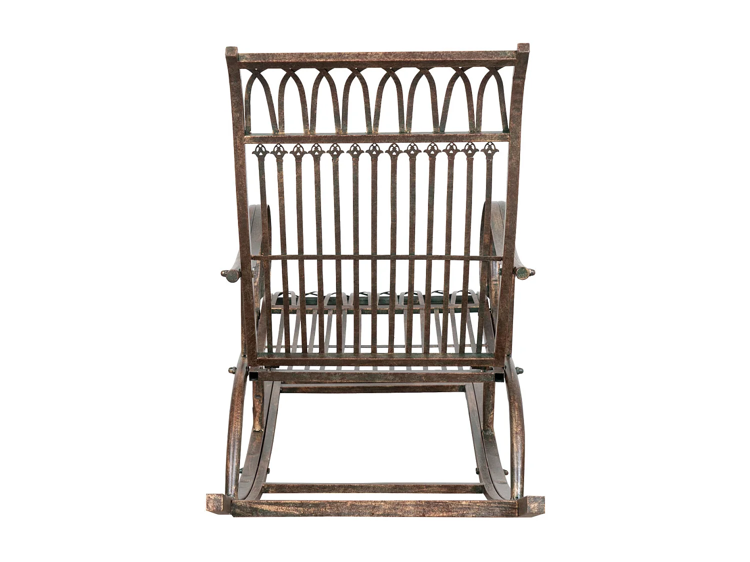 BISCOTTINI Chaise à Bascule - Fer Forgé Finition Naturelle - Chaise de Jardin - Aire de Jeux - Mobilier de Jardin - Chaise d'Extérieur- 127x64x90 cm