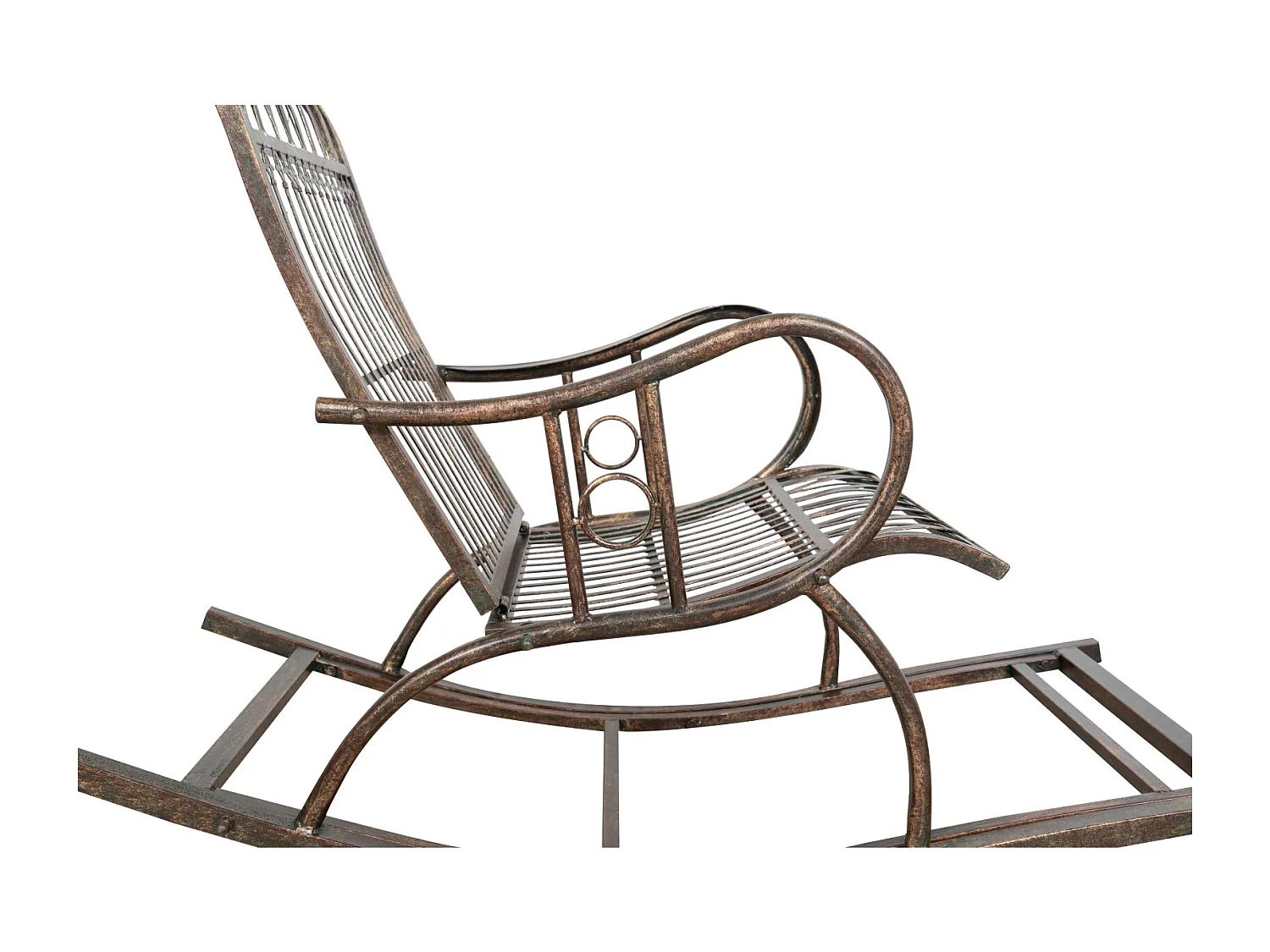 BISCOTTINI Chaise à Bascule - Fer Forgé Finition Naturelle - Chaise de Jardin - Aire de Jeux - Mobilier de Jardin - Chaise d'Extérieur- 127x64x90 cm