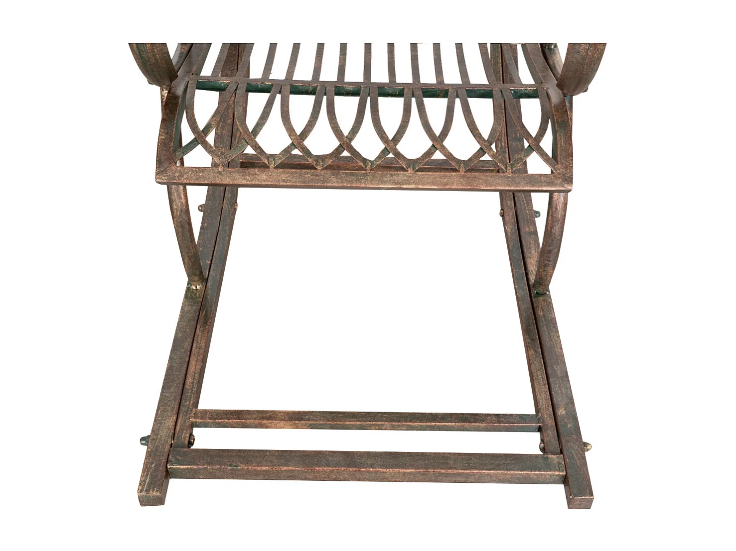 BISCOTTINI Chaise à Bascule - Fer Forgé Finition Naturelle - Chaise de Jardin - Aire de Jeux - Mobilier de Jardin - Chaise d'Extérieur- 127x64x90 cm