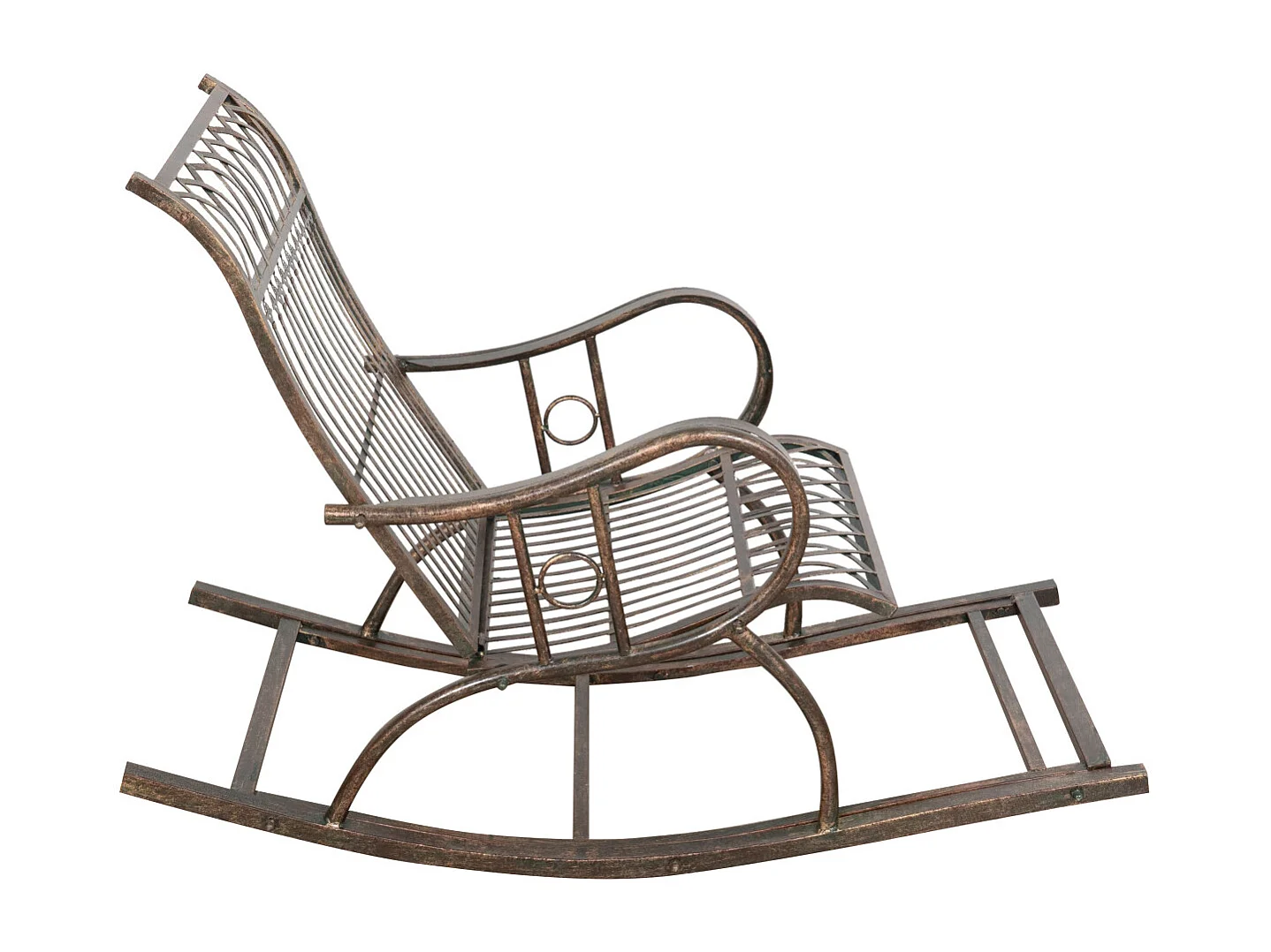 BISCOTTINI Chaise à Bascule - Fer Forgé Finition Naturelle - Chaise de Jardin - Aire de Jeux - Mobilier de Jardin - Chaise d'Extérieur- 127x64x90 cm
