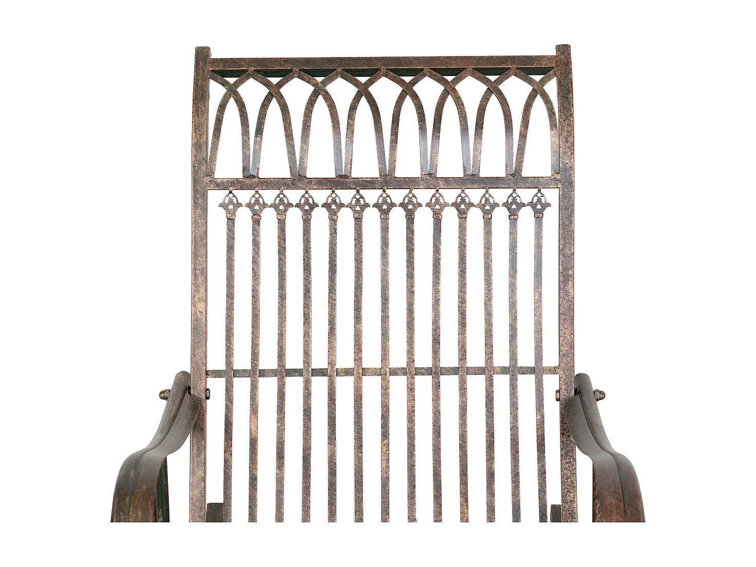 BISCOTTINI Chaise à Bascule - Fer Forgé Finition Naturelle - Chaise de Jardin - Aire de Jeux - Mobilier de Jardin - Chaise d'Extérieur- 127x64x90 cm