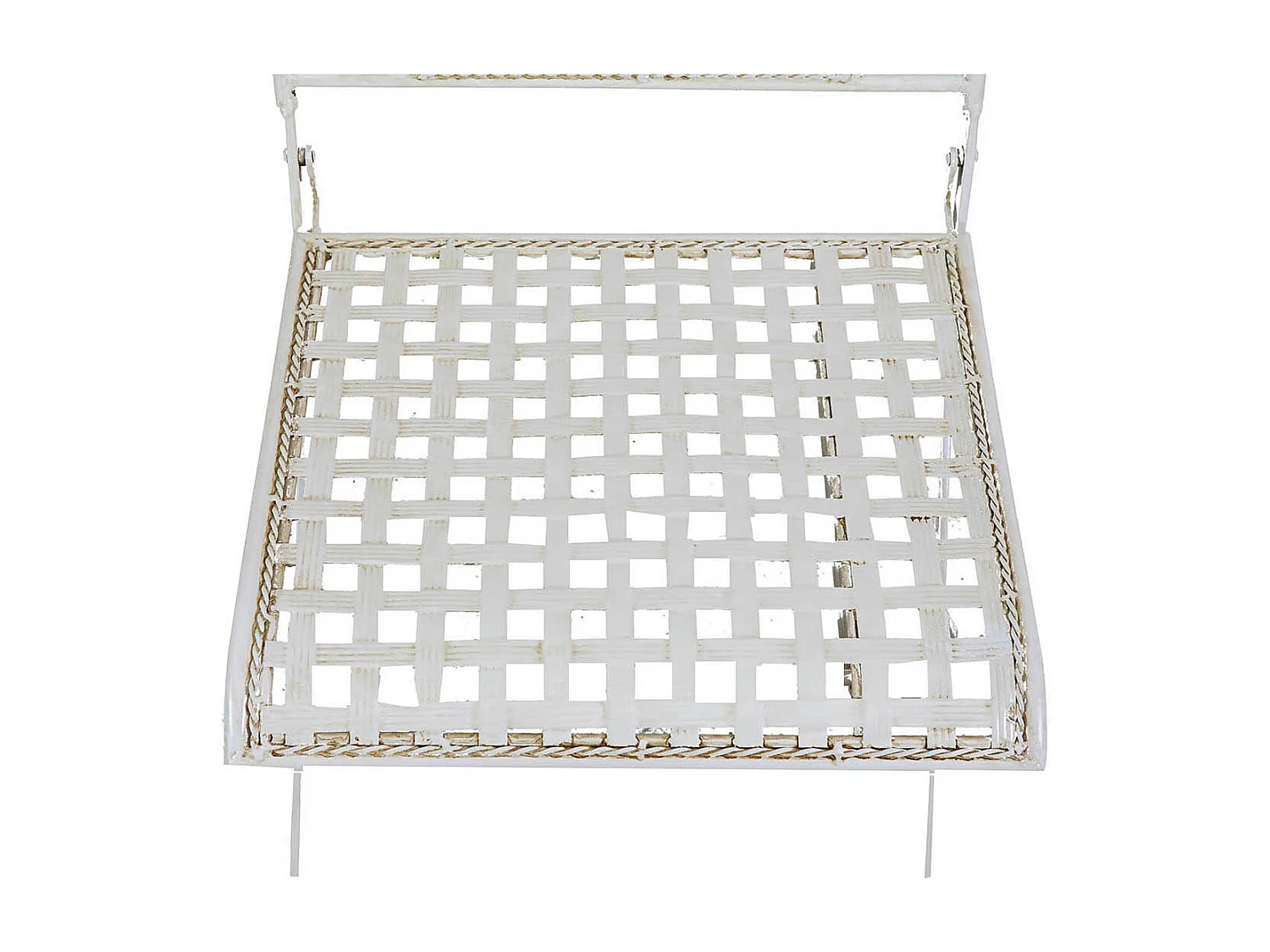 BISCOTTINI Chaise de Jardin - Fer Forgé Finition Blanc Antique - Chaise d'Extérieur - Mobilier de Jardin - Terrasse - Balcon - Chaise en Métal - 41x49x96 cm