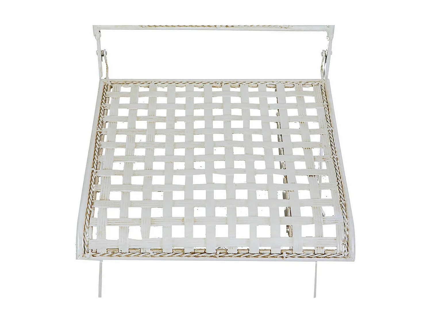 BISCOTTINI Chaise de Jardin - Fer Forgé Finition Blanc Antique - Chaise d'Extérieur - Mobilier de Jardin - Terrasse - Balcon - Chaise en Métal - 41x49x96 cm