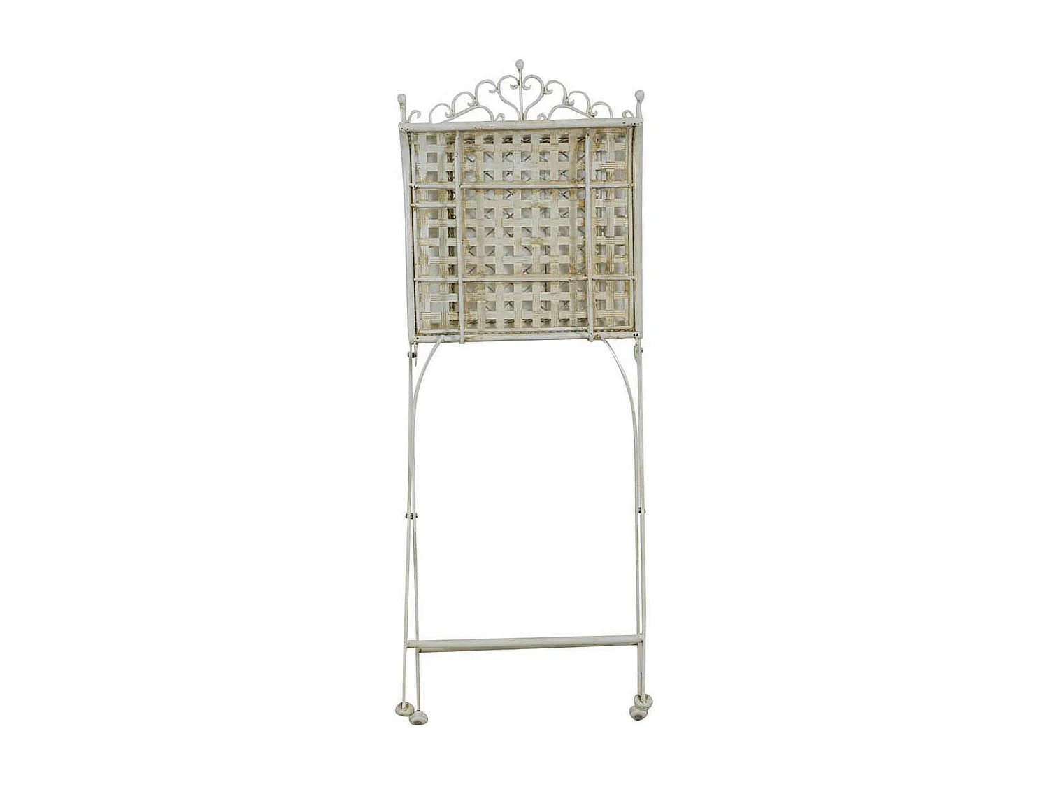 BISCOTTINI Chaise de Jardin - Fer Forgé Finition Blanc Antique - Chaise d'Extérieur - Mobilier de Jardin - Terrasse - Balcon - Chaise en Métal - 41x49x96 cm