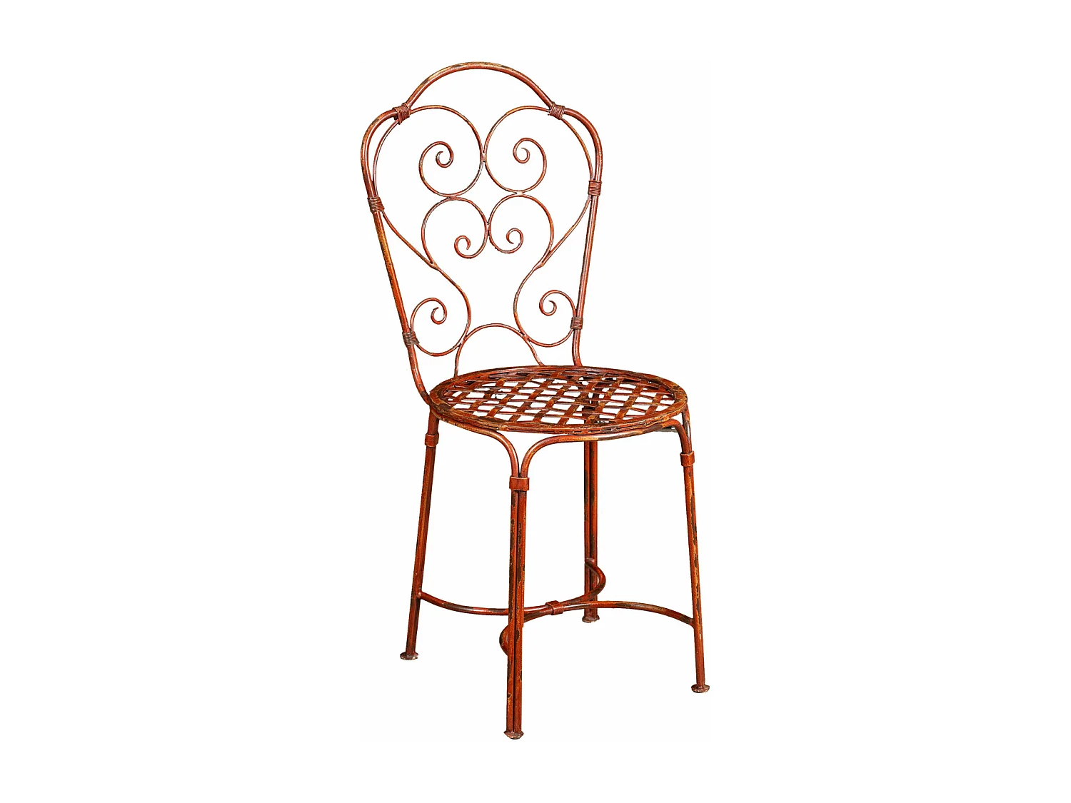 BISCOTTINI Chaise de Jardin - Fer Forgé Finition Rouge Antique - Chaise d'Extérieur - Mobilier de Jardin - Terrasse - Balcon - Chaise en Métal - 50x45x91 cm