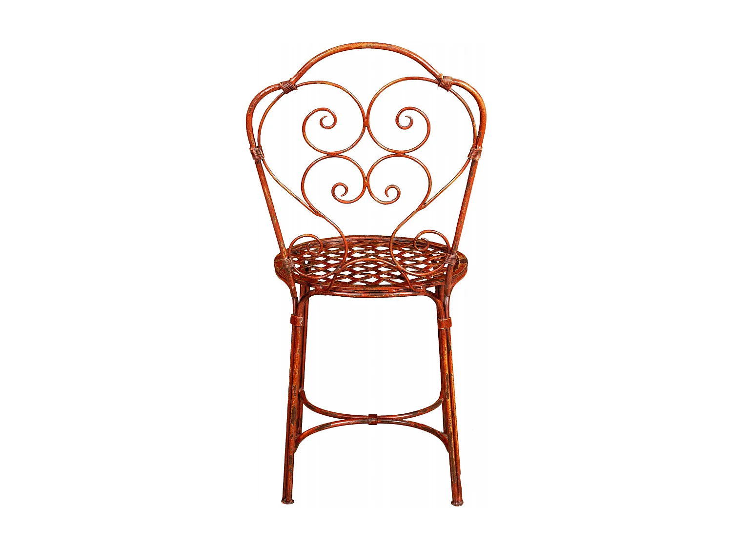 BISCOTTINI Chaise de Jardin - Fer Forgé Finition Rouge Antique - Chaise d'Extérieur - Mobilier de Jardin - Terrasse - Balcon - Chaise en Métal - 50x45x91 cm