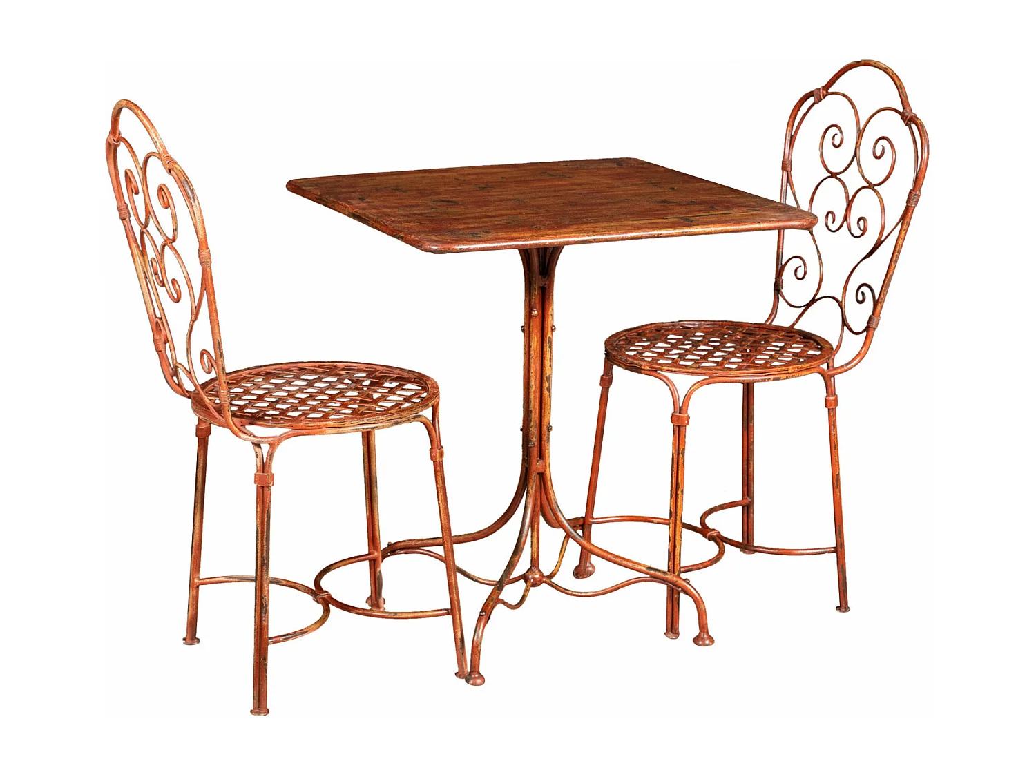 BISCOTTINI Chaise de Jardin - Fer Forgé Finition Rouge Antique - Chaise d'Extérieur - Mobilier de Jardin - Terrasse - Balcon - Chaise en Métal - 50x45x91 cm