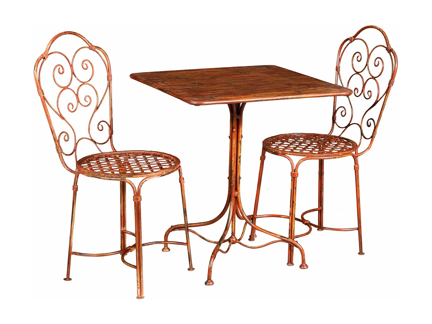 BISCOTTINI Chaise de Jardin - Fer Forgé Finition Rouge Antique - Chaise d'Extérieur - Mobilier de Jardin - Terrasse - Balcon - Chaise en Métal - 50x45x91 cm