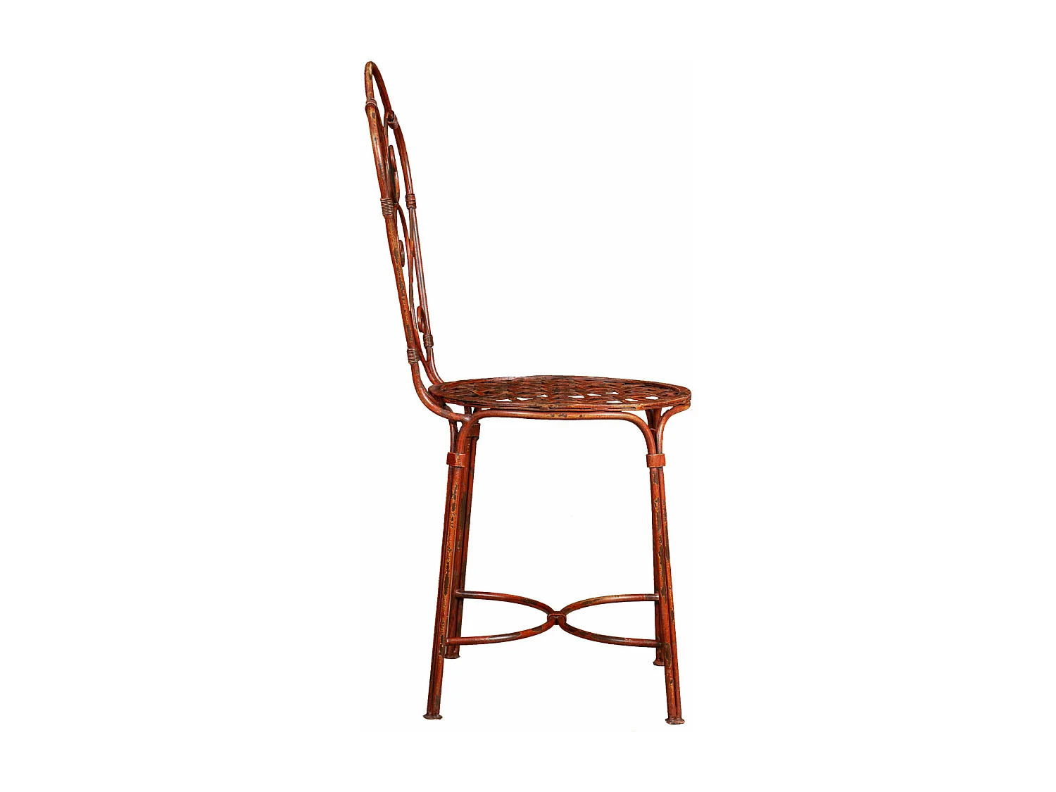 BISCOTTINI Chaise de Jardin - Fer Forgé Finition Rouge Antique - Chaise d'Extérieur - Mobilier de Jardin - Terrasse - Balcon - Chaise en Métal - 50x45x91 cm