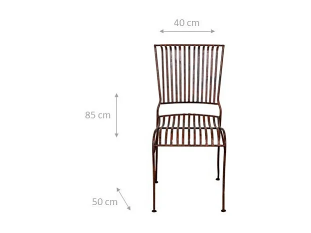 BISCOTTINI Chaise de Jardin - Fer Forgé Finition Rouge Antique - Chaise d'Extérieur - Mobilier de Jardin - Terrasse - Balcon - Chaise en Métal - 40x50x85 cm