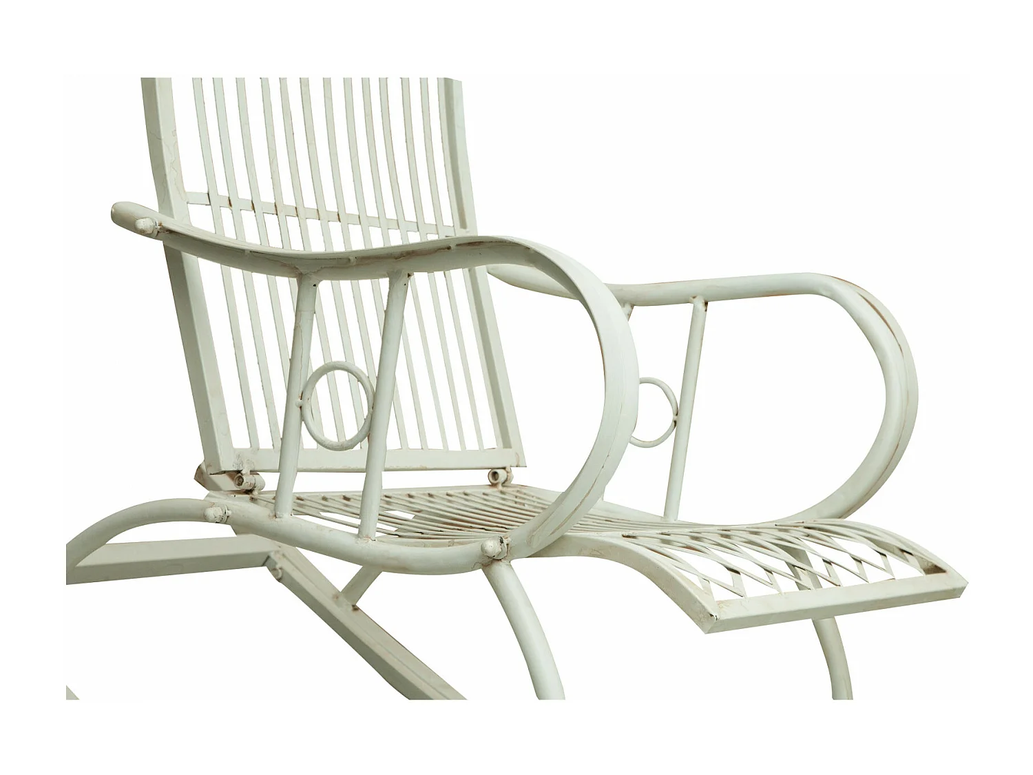 BISCOTTINI Chaise à Bascule - Fer Forgé Finition Blanc Antique - Chaise de Jardin - Mobilier de Jardin - Chaise d'Extérieur - Terrasse - Balcon - 127x64x90cm