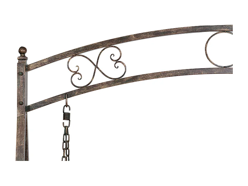 BISCOTTINI - Chaise balançoire - Fer forgé finition naturelle - Chaise de jardin - Chaise d'extérieur - Chaise de terrain de jeu - Terrasse - 248x100x220 cm