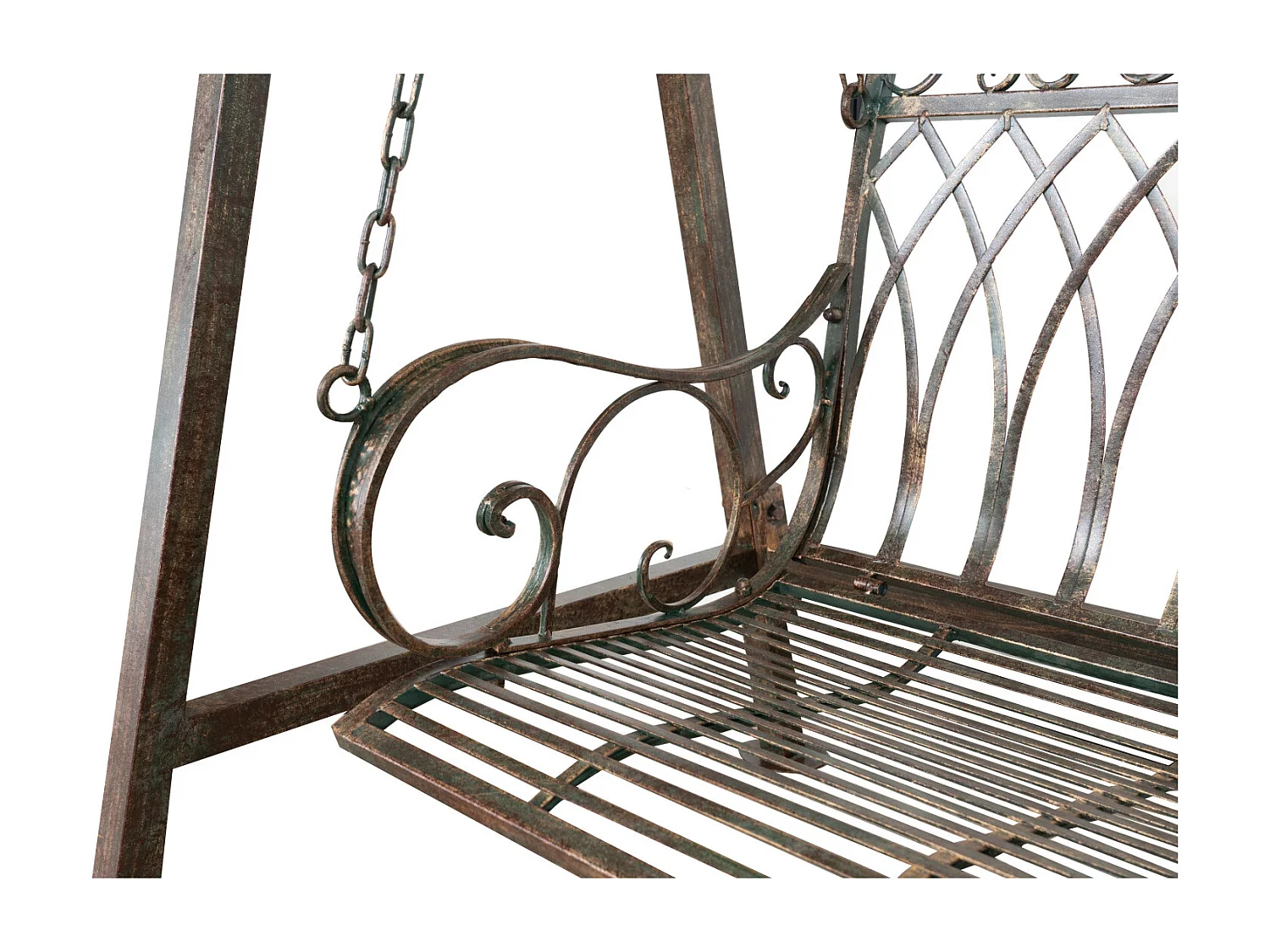 BISCOTTINI - Chaise balançoire - Fer forgé finition naturelle - Chaise de jardin - Chaise d'extérieur - Chaise de terrain de jeu - Terrasse - 248x100x220 cm