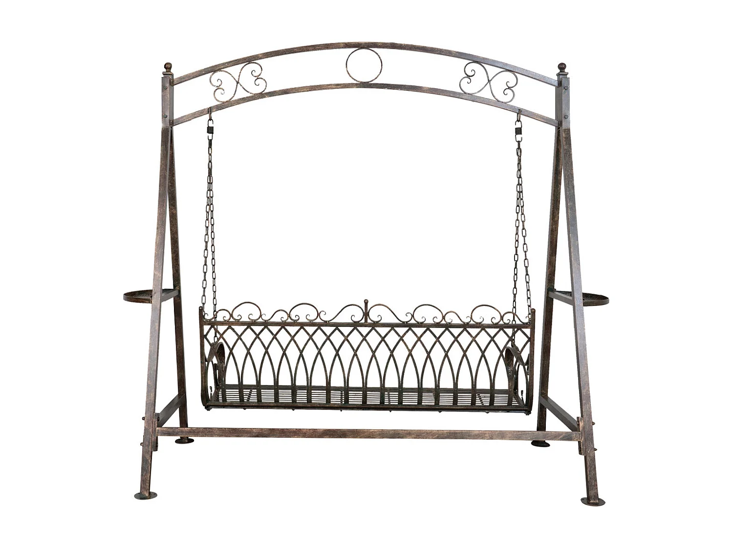 BISCOTTINI - Chaise balançoire - Fer forgé finition naturelle - Chaise de jardin - Chaise d'extérieur - Chaise de terrain de jeu - Terrasse - 248x100x220 cm