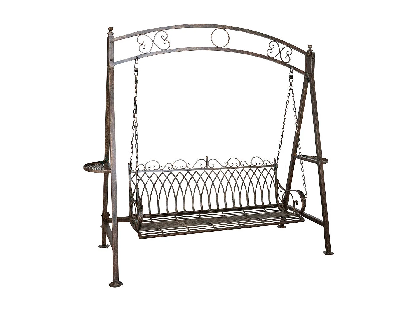 BISCOTTINI - Chaise balançoire - Fer forgé finition naturelle - Chaise de jardin - Chaise d'extérieur - Chaise de terrain de jeu - Terrasse - 248x100x220 cm