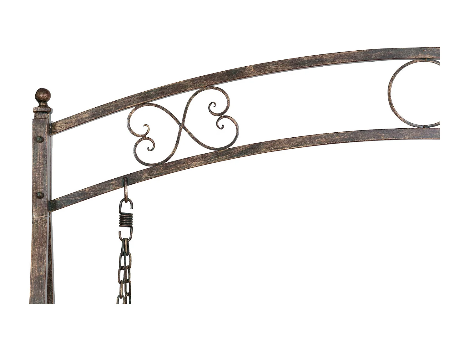 BISCOTTINI - Chaise balançoire - Fer forgé finition naturelle - Chaise de jardin - Chaise d'extérieur - Chaise de terrain de jeu - Terrasse - 248x100x220 cm