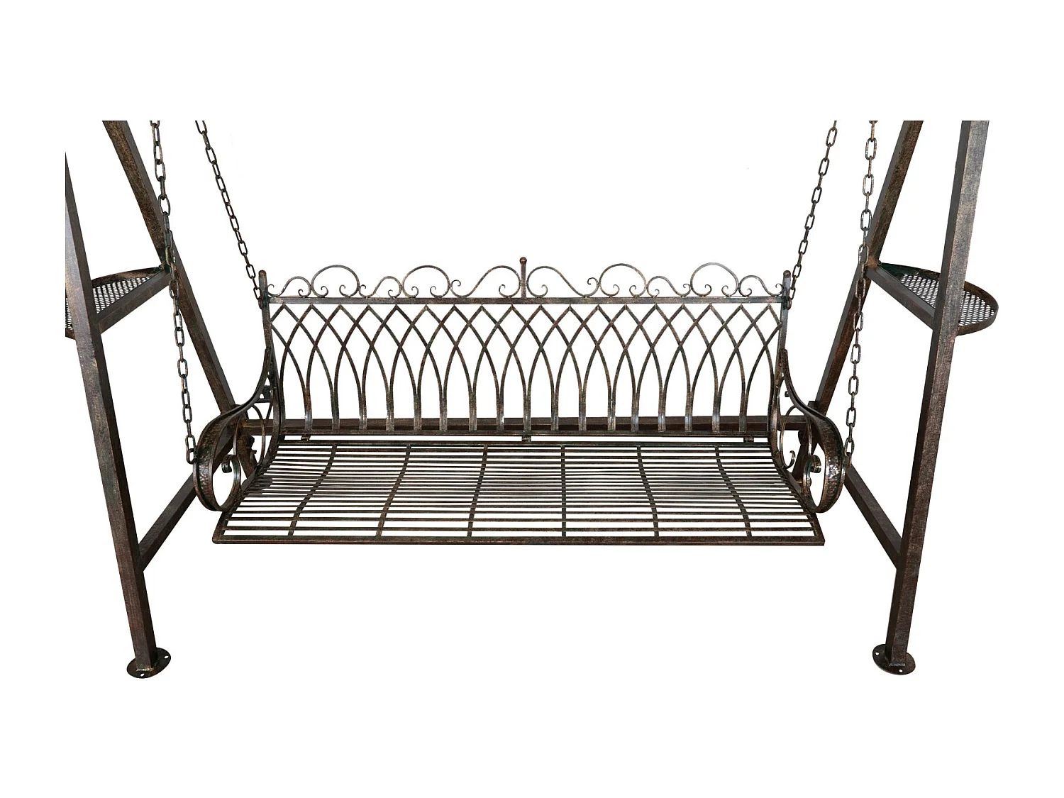 BISCOTTINI - Chaise balançoire - Fer forgé finition naturelle - Chaise de jardin - Chaise d'extérieur - Chaise de terrain de jeu - Terrasse - 248x100x220 cm