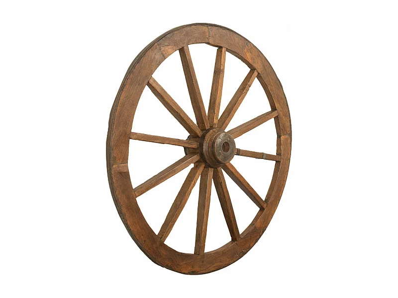 BISCOTTINI - Roue de chariot - Finition antique restaurée - Décoration murale - Plaque murale décorative - Mobilier - Décoration - 117x30x117 cm