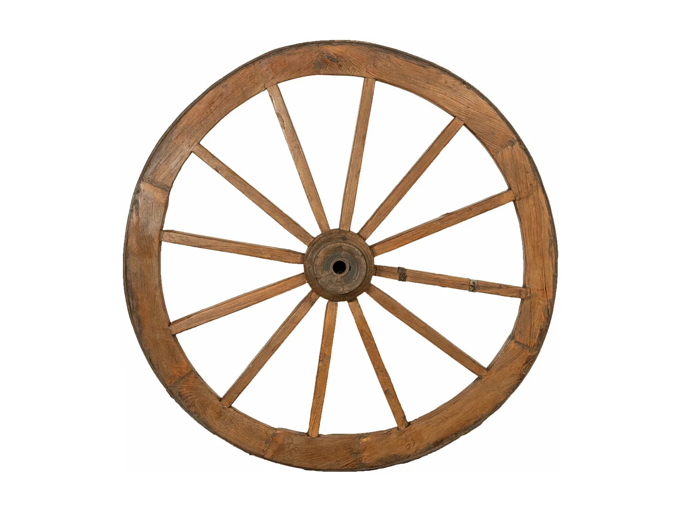 BISCOTTINI - Roue de chariot - Finition antique restaurée - Décoration murale - Plaque murale décorative - Mobilier - Décoration - 117x30x117 cm