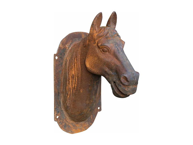 BISCOTTINI Décoration Murale - Finition Antique - Design Mural - Plaque Murale Décorative - Parfait pour le Salon - Salle à Manger - 18x30x34cm - Tête de Cheval