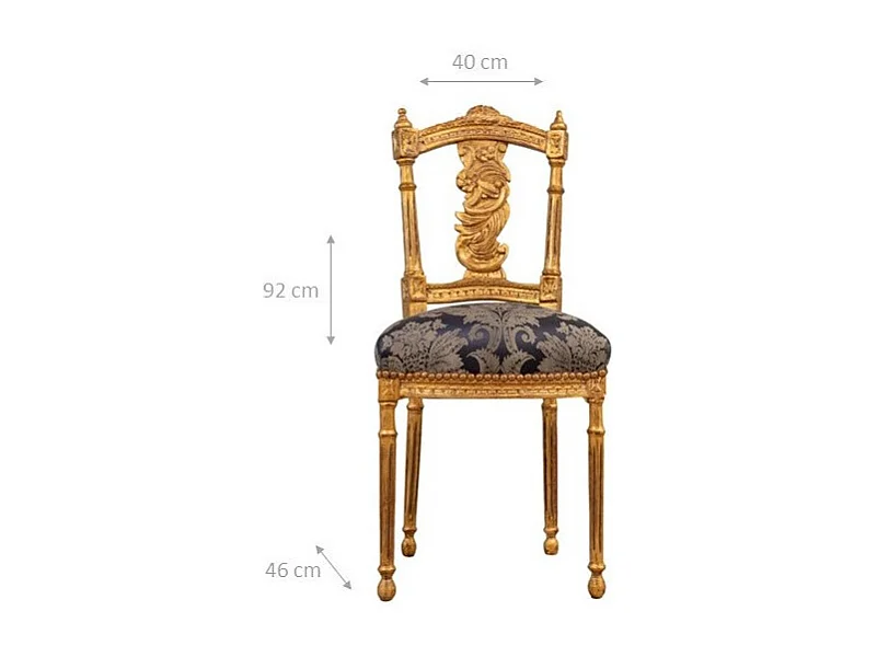 BISCOTTINI Chaise Louis XVI Française - Finition naturelle -chaise de bureau vintage - Jardin - Cuisine - Salon - Salle à manger-Mobilier - 40x46x92cm