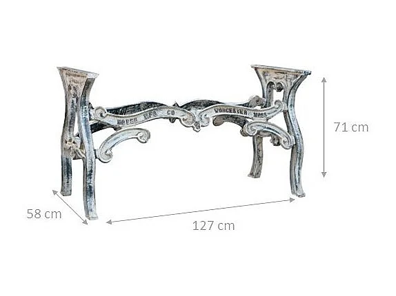 BISCOTTINI Piètement de Table - Fonte avec Finition Antique - Table de Jardin - Extérieur - Terrasse - Balcon - Table Basse - 127x58x71cm