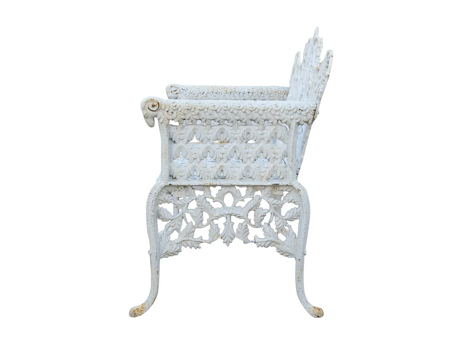 BISCOTTINI Banc – Fer Forgé Finition Blanc Antique – Extérieur – Banc de Jardin - Chaise ou Banc en Métal - Balcon - Terrasse –  110x56x86 cm