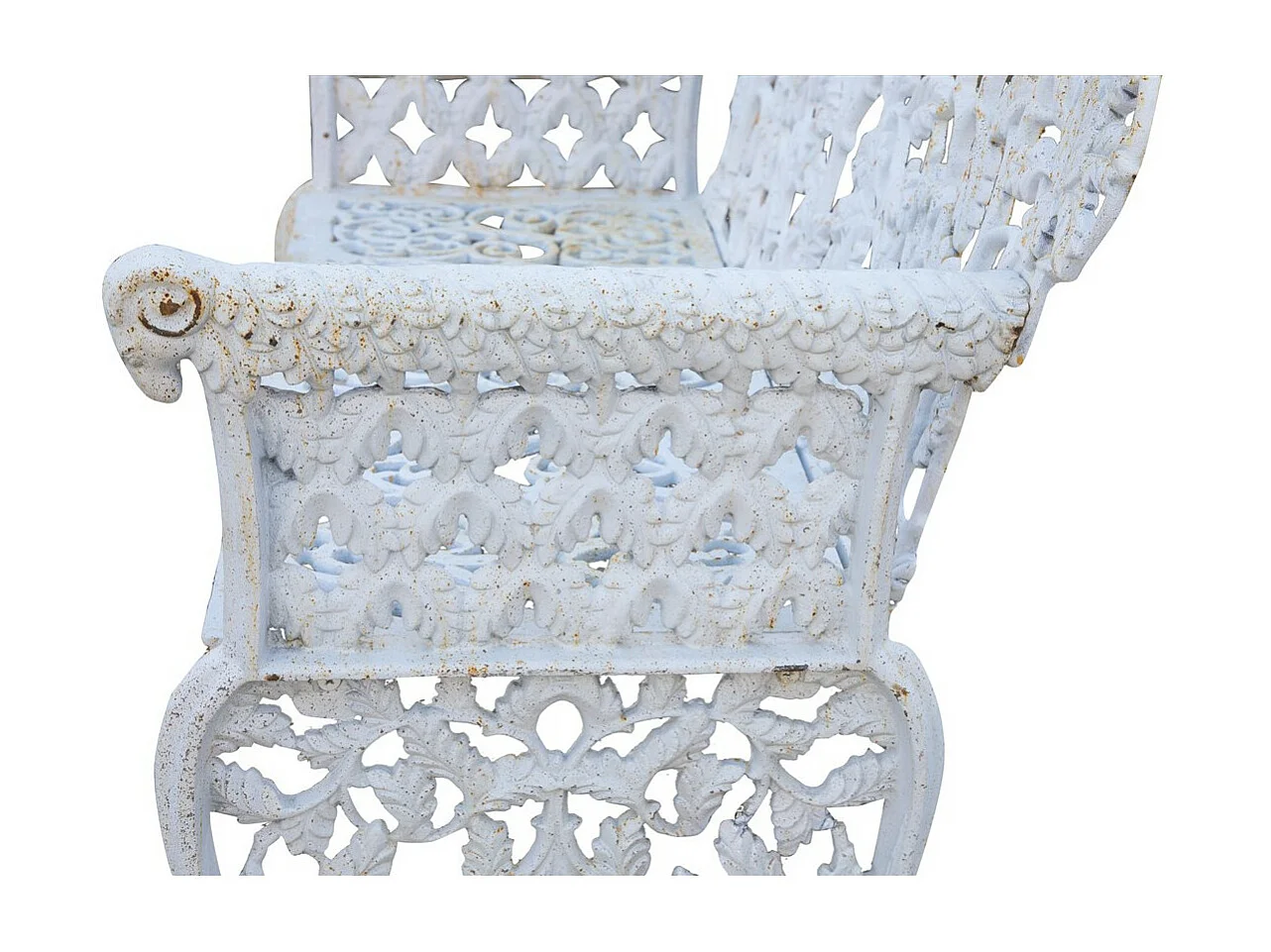 BISCOTTINI Banc – Fer Forgé Finition Blanc Antique – Extérieur – Banc de Jardin - Chaise ou Banc en Métal - Balcon - Terrasse –  110x56x86 cm