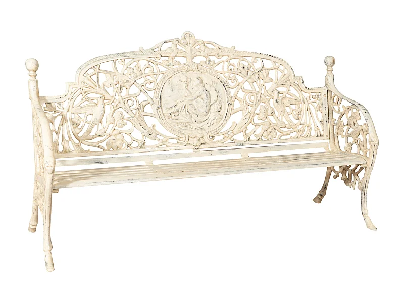 BISCOTTINI Banc – Fer Forgé Finition Antique – Extérieur – Banc de Jardin - Chaise ou Banc en Métal - Balcon - Terrasse – 184x70x110 cm
