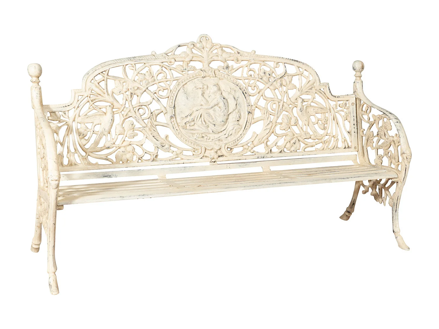 BISCOTTINI Banc – Fer Forgé Finition Antique – Extérieur – Banc de Jardin - Chaise ou Banc en Métal - Balcon - Terrasse – 184x70x110 cm