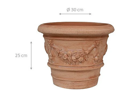 BISCOTTINI Vase - Finition Terre Cuite - Pot de Fleurs - Jardinière - Vase de Jardin - Extérieur - Terrasse - Balcon - 30x30x25cm