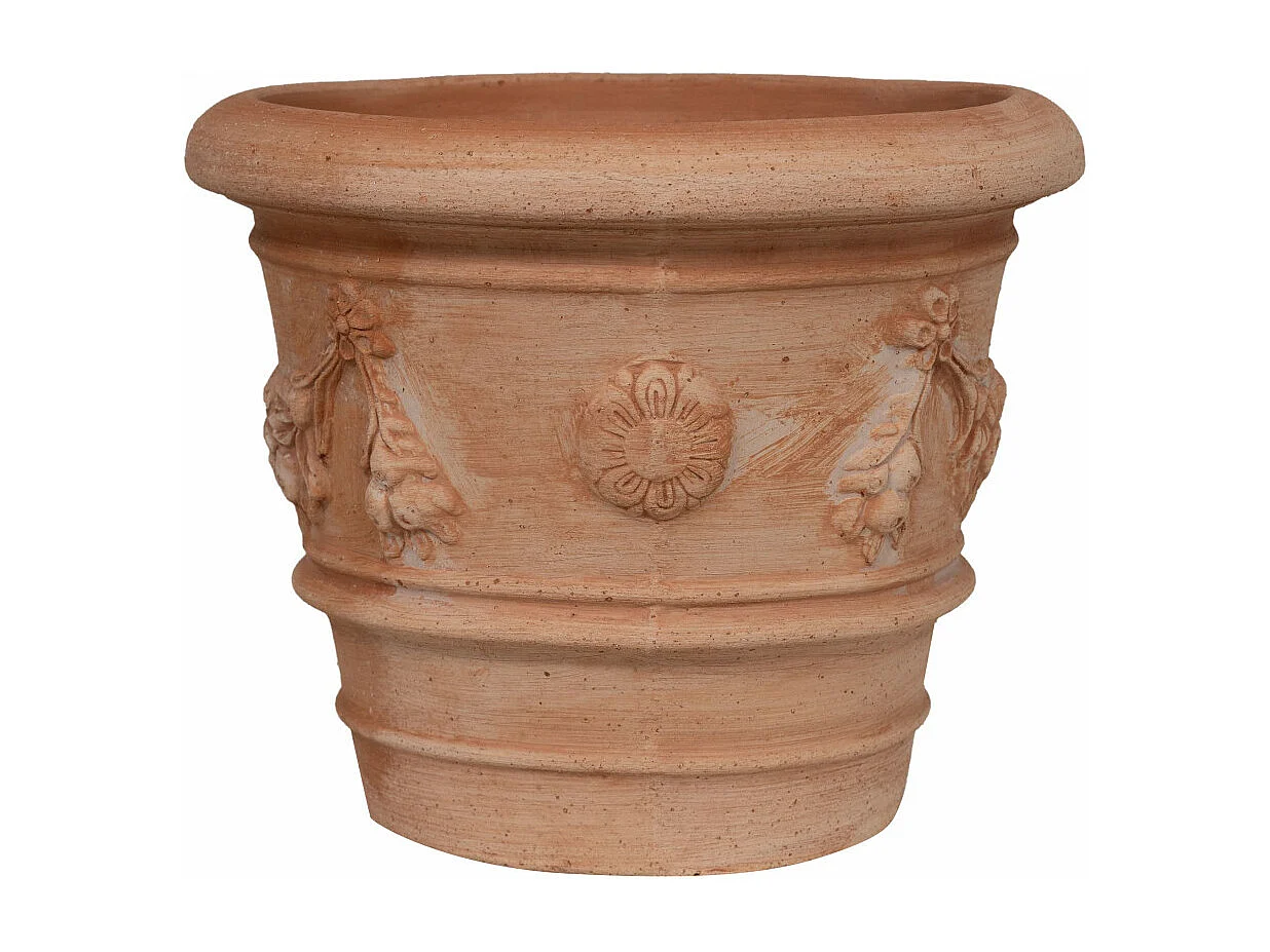 BISCOTTINI Vase - Finition Terre Cuite - Pot de Fleurs - Jardinière - Vase de Jardin - Extérieur - Terrasse - Balcon - 30x30x25cm