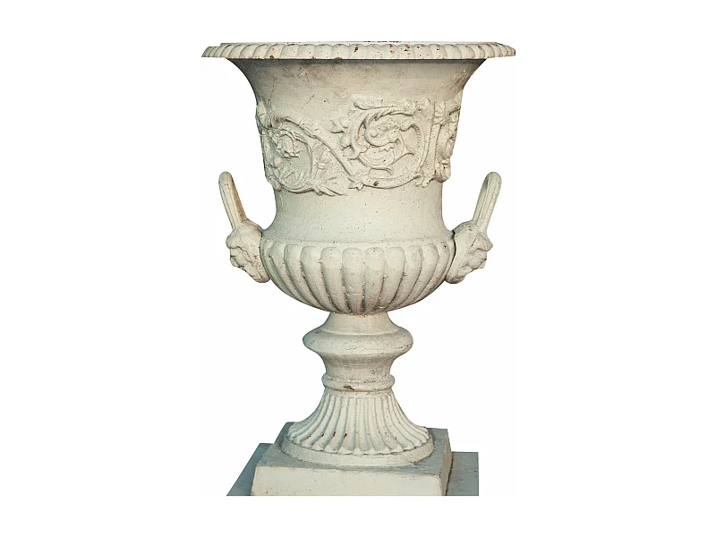 BISCOTTINI Vase - Finition Blanc Antique - Mobilier de Jardin - Décoration de Jardin - Extérieur - Entrée - Décoration de Couloir - Pot de Fleurs - 44x44x110 cm