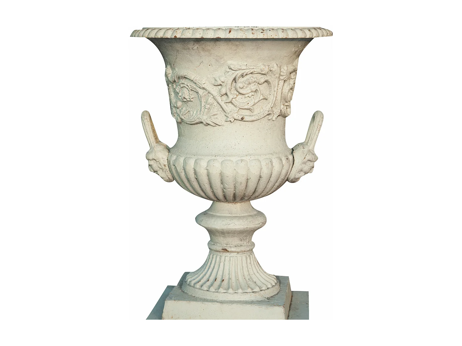 BISCOTTINI Vase - Finition Blanc Antique - Mobilier de Jardin - Décoration de Jardin - Extérieur - Entrée - Décoration de Couloir - Pot de Fleurs - 44x44x110 cm