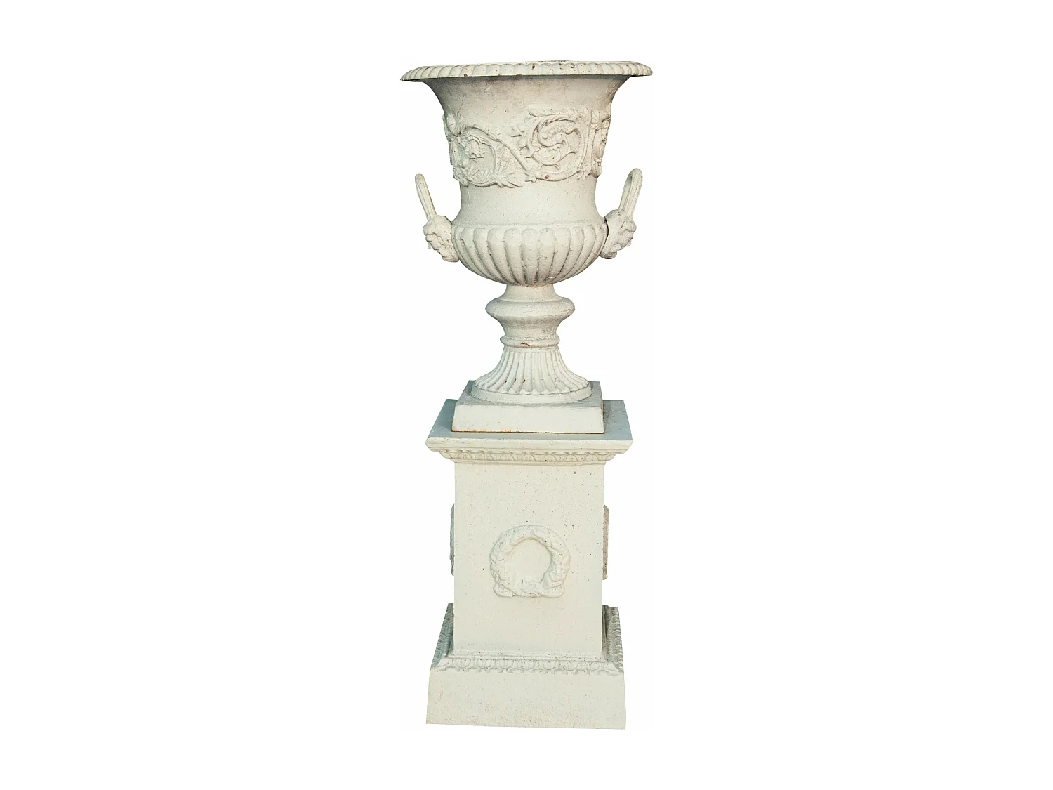 BISCOTTINI Vase - Finition Blanc Antique - Mobilier de Jardin - Décoration de Jardin - Extérieur - Entrée - Décoration de Couloir - Pot de Fleurs - 44x44x110 cm