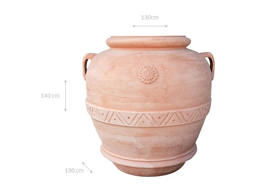 BISCOTTINI Vase - En Terre Cuite Galestro à Bord Festonné - Pot de Fleurs - Jardinière - Jardin - Mobilier - Décoration - 130x130x140 cm