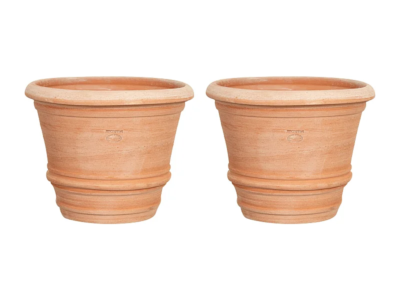 BISCOTTINI Vase - En Terre Cuite Antique - Pot de Fleurs - Jardinière - Jardin - Mobilier - Décoration - 40x40x30 cm - Lot de 2