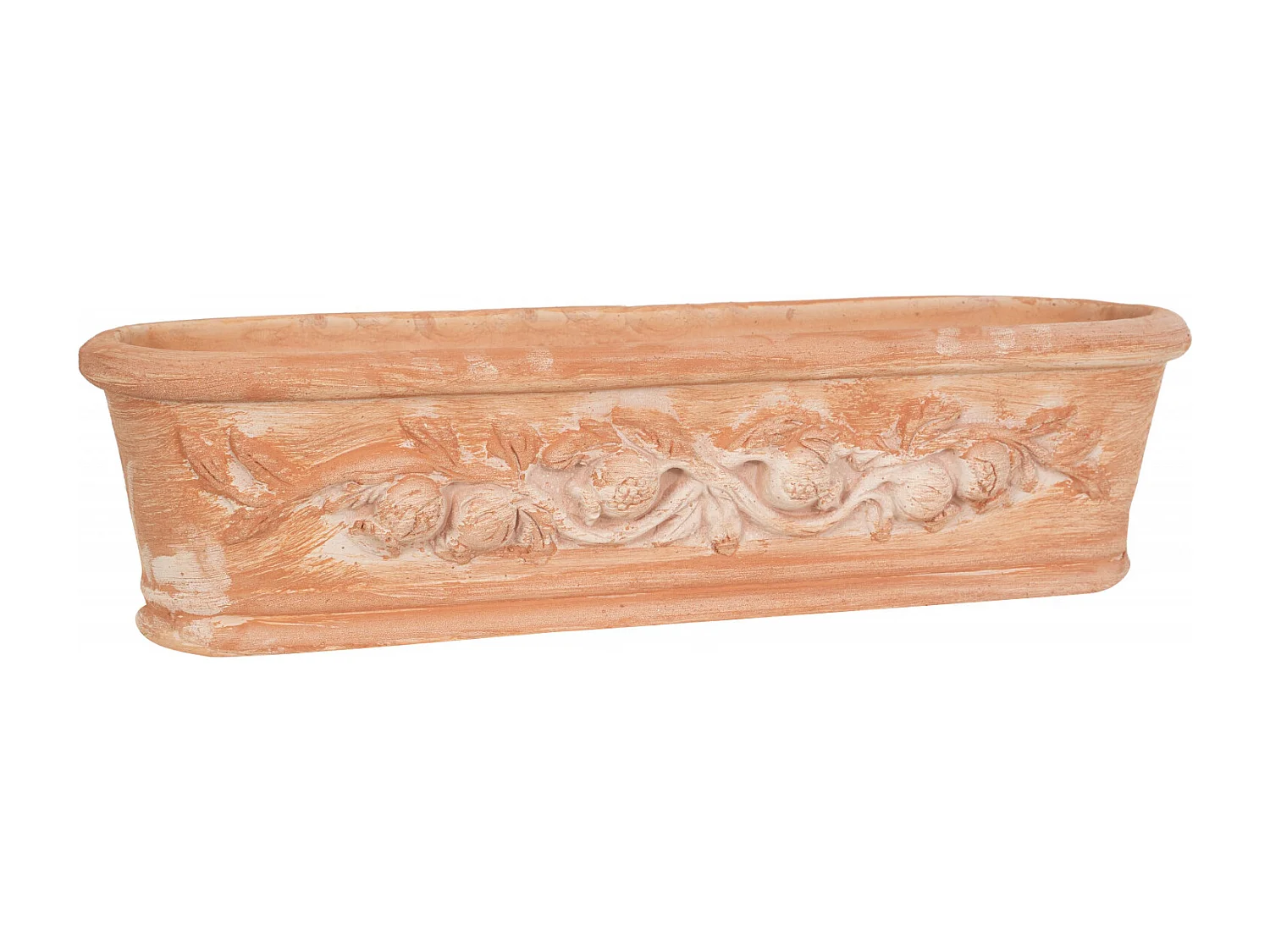 BISCOTTINI Vase - En Terre Cuite Antique - Panier - Pot de Fleurs - Jardinière - Jardin - Mobilier - Décoration - 64x20x17 cm