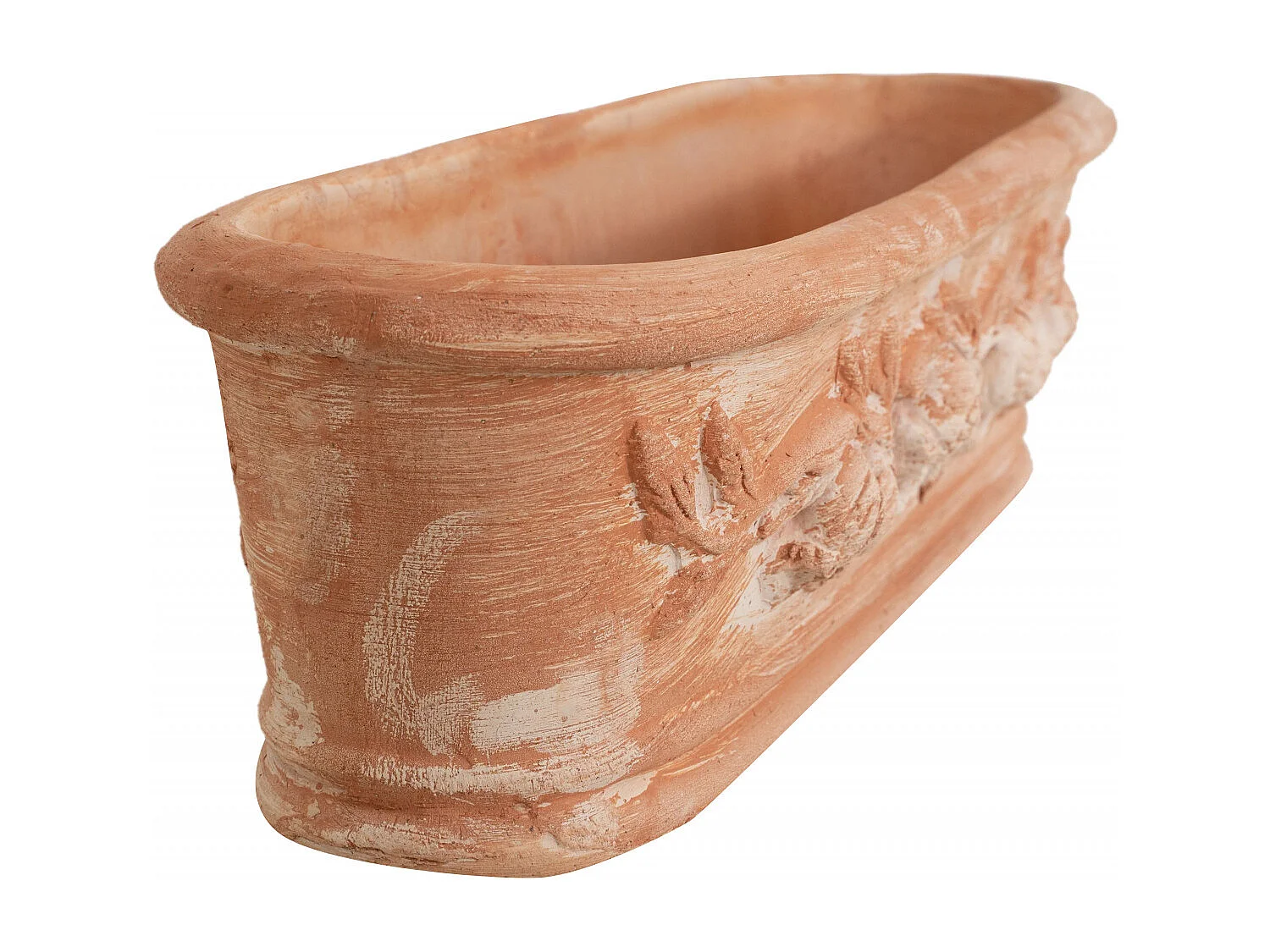 BISCOTTINI Vase - En Terre Cuite Antique - Panier - Pot de Fleurs - Jardinière - Jardin - Mobilier - Décoration - 64x20x17 cm