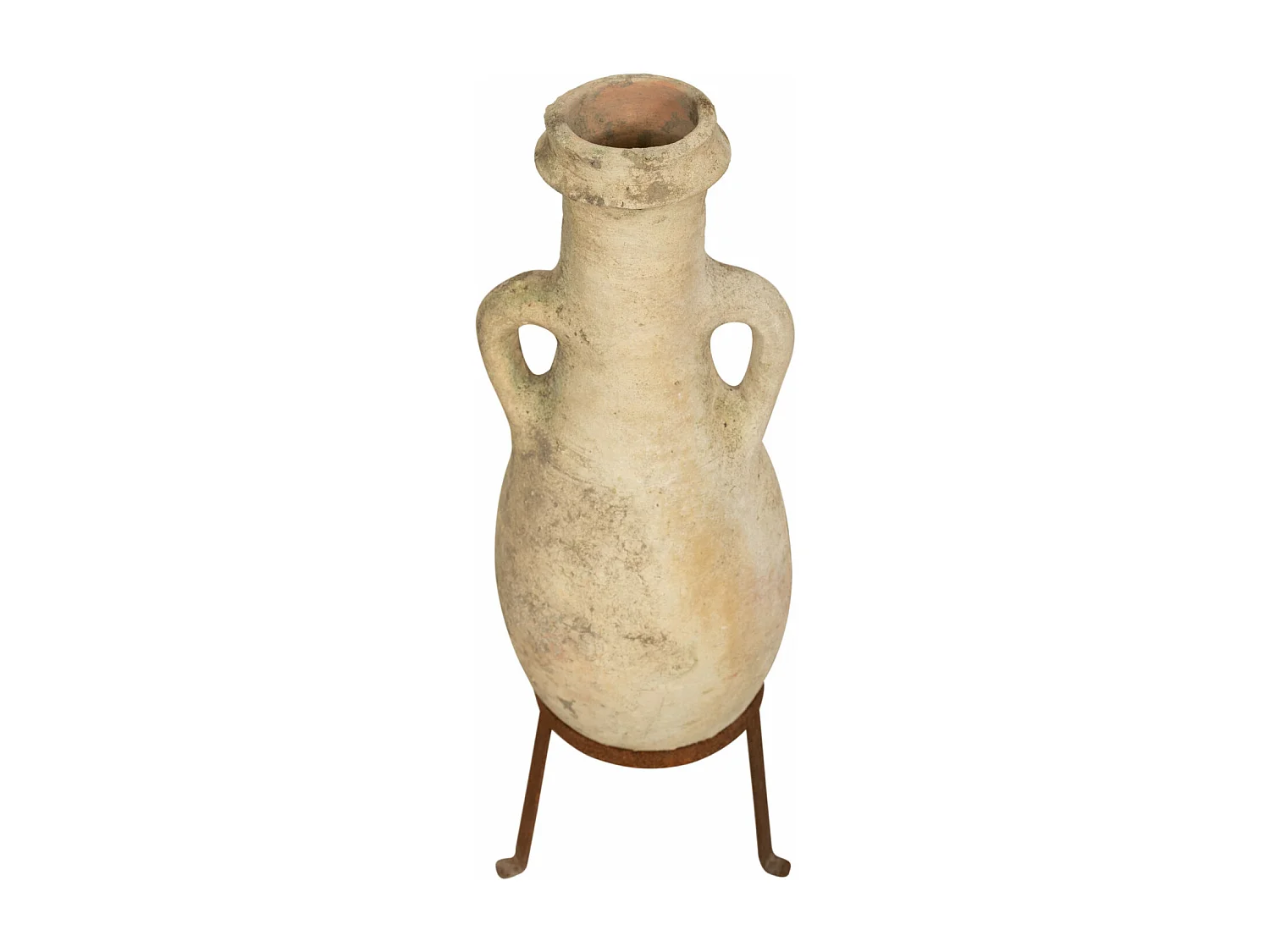 BISCOTTINI Vase - Amphore avec Anse en Terre Cuite et Vase en Fer - Mobilier de Jardin - Extérieur - Entrée - Décoration de Couloir - 28x28x53 cm
